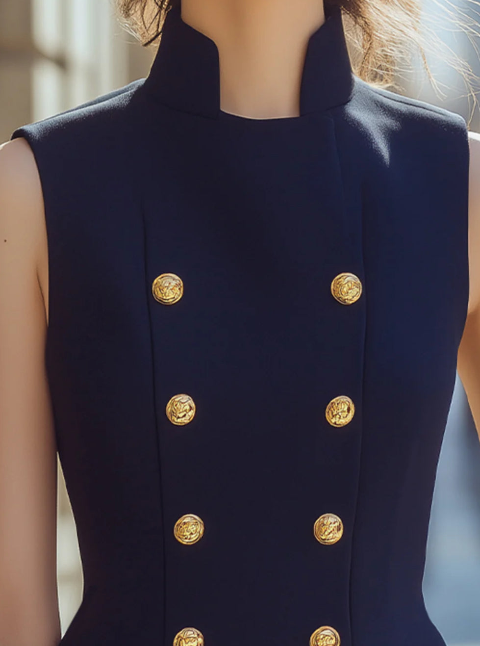 Sculpted High Collar Vest