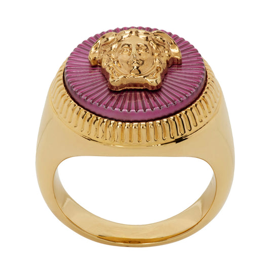 Versace Gold & Pink Medusa Ring