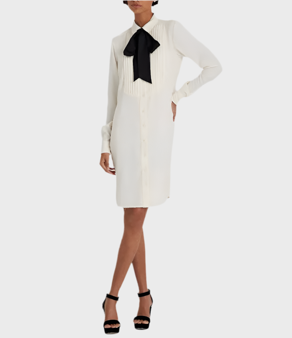 Ralph Lauren Tie-Neck Georgette Shirtdress