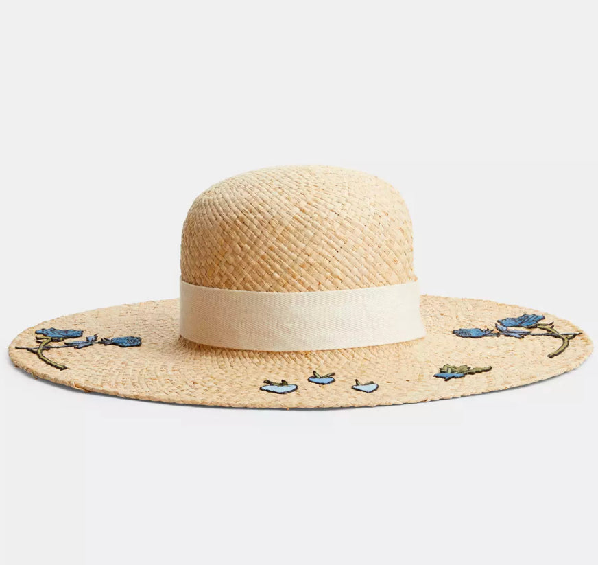 Coach X Observed By Us Embroidered Straw Hat