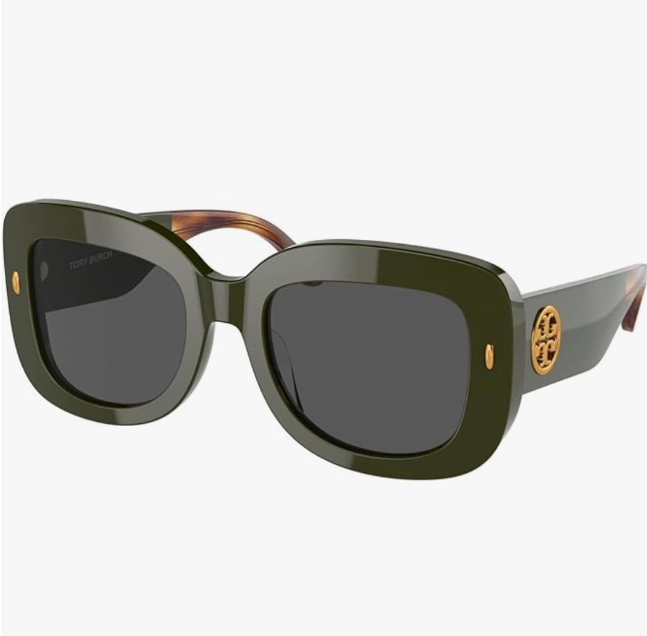 Tory Burch Olive Green Sunglasses With a Tortoise Touch