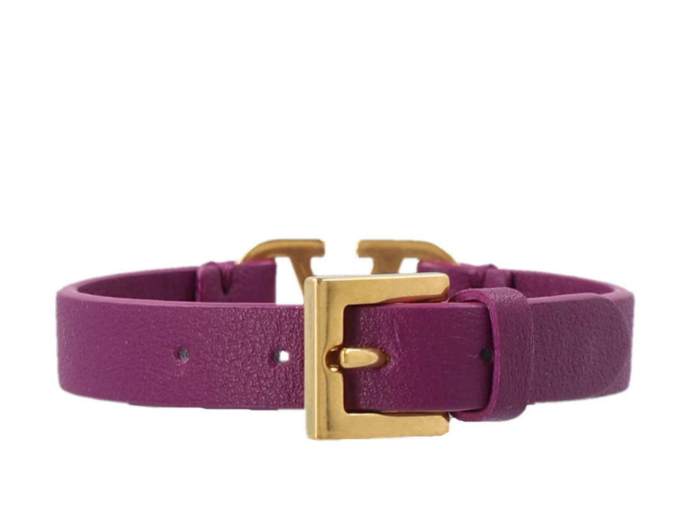 Valentino Plaque Buckled Leather Bracelet