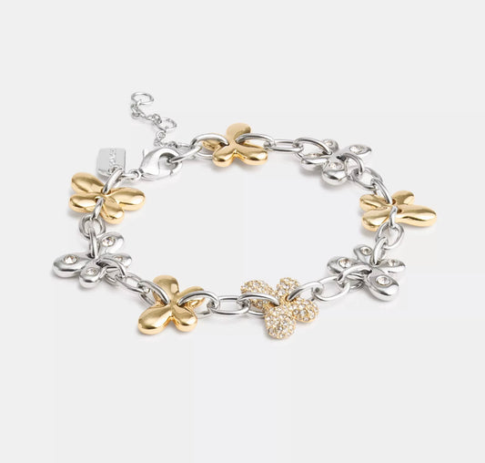 Coach Pavé Butterfly Chain Bracelet