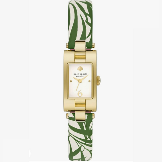 Kate Spade New York Green Palm Leaf Design Leather Watch