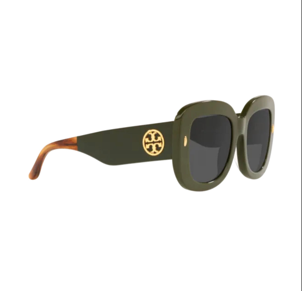 Tory Burch Olive Green Sunglasses With a Tortoise Touch