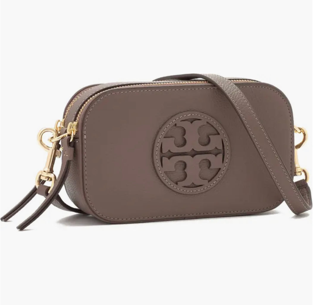 Tory Burch Mini Miller Taupe Crossbody Bag