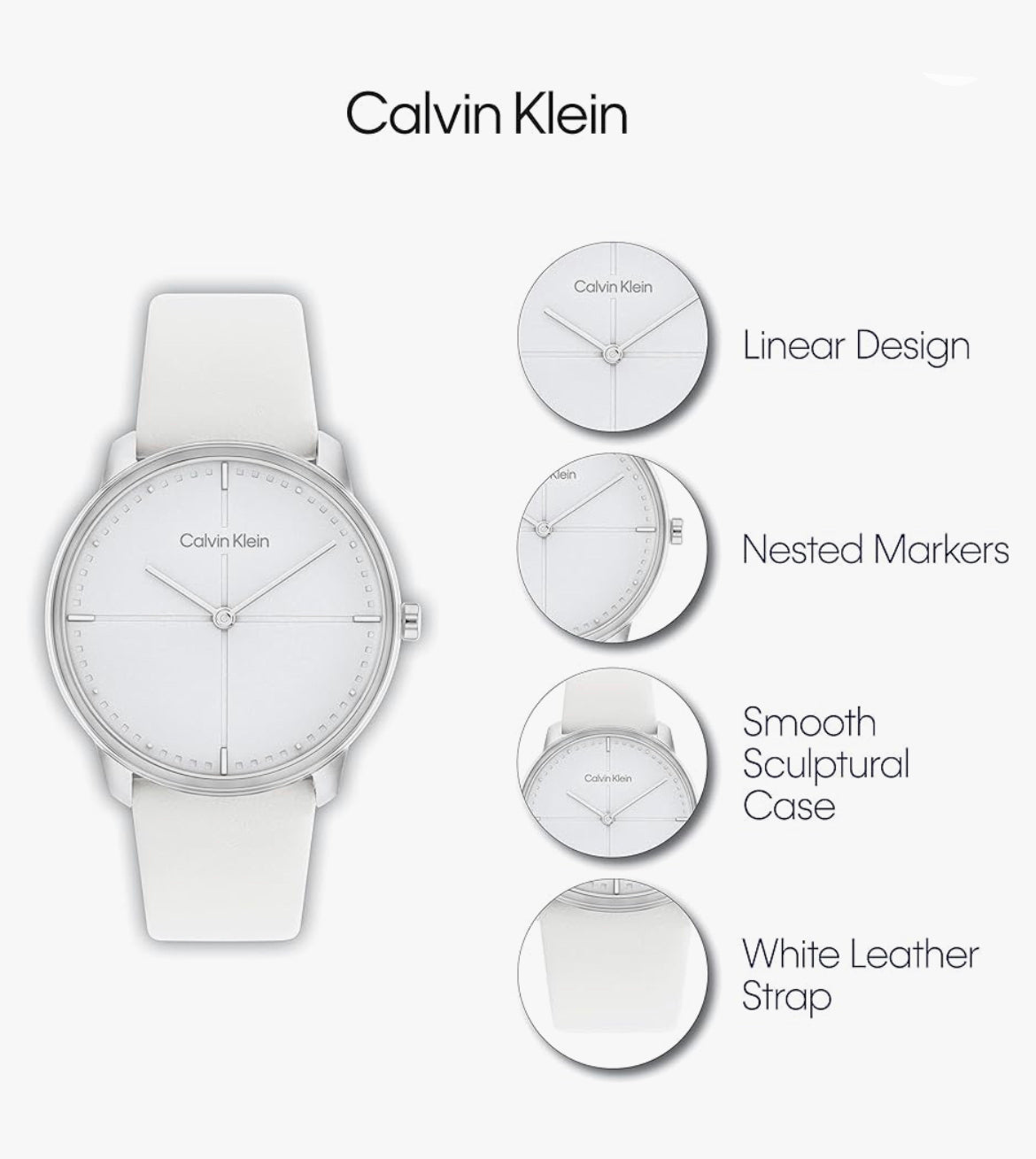 Calvin Klein White Leather Watch