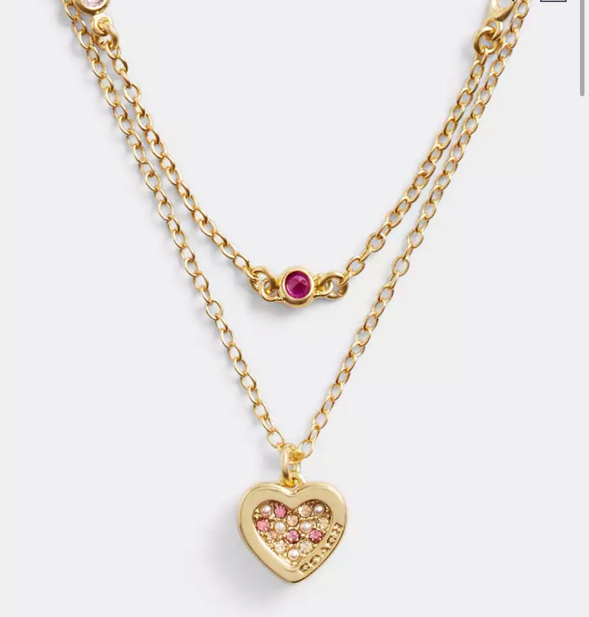 Coach Pavé Heart Layered Necklace