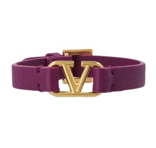 Valentino Plaque Buckled Leather Bracelet