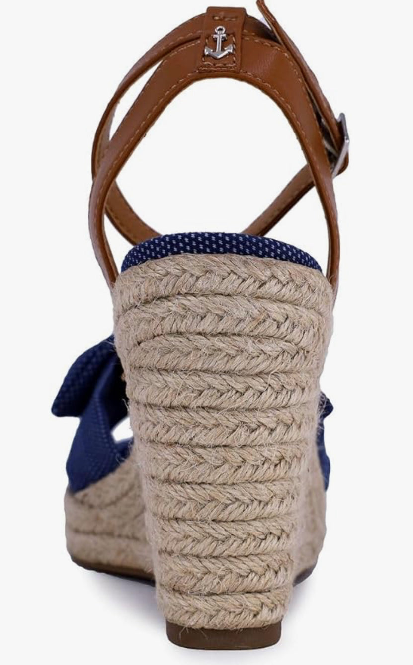 NAUTICA Women's Espadrille Wedge Sandals with Elegant Knotty Bow Detail