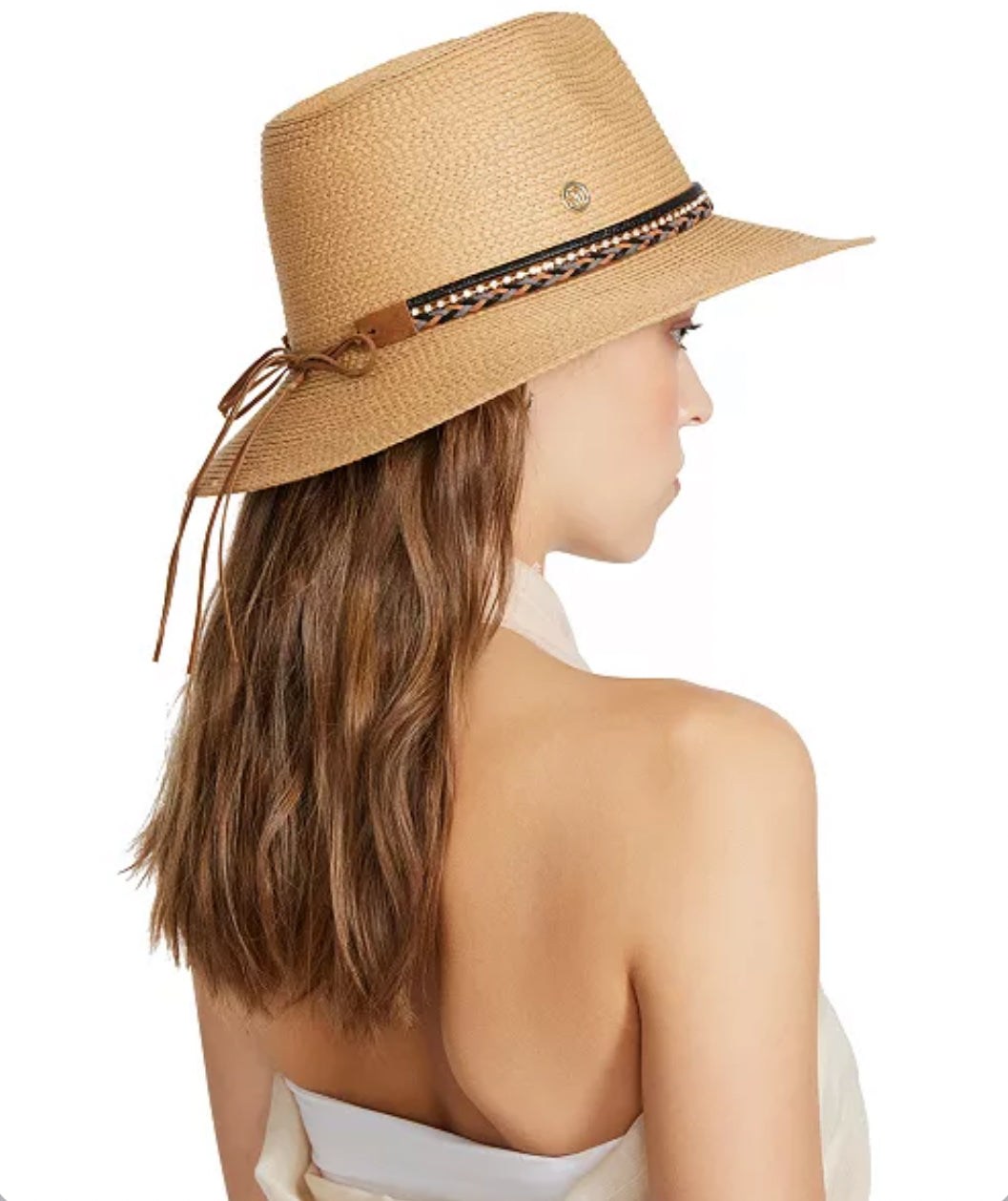 STEVE MADDEN Women's Rhinestone & Braided Straw Hat