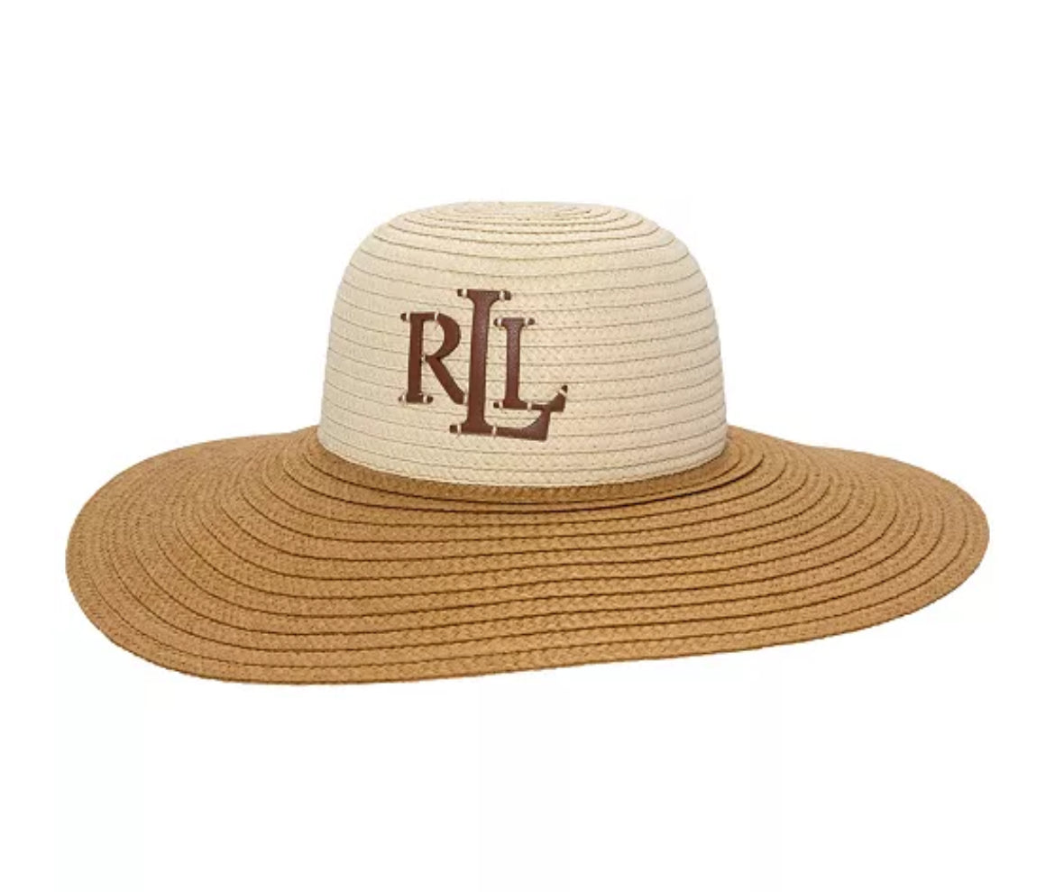 RALPH LAUREN Leather Logo Sun Hat