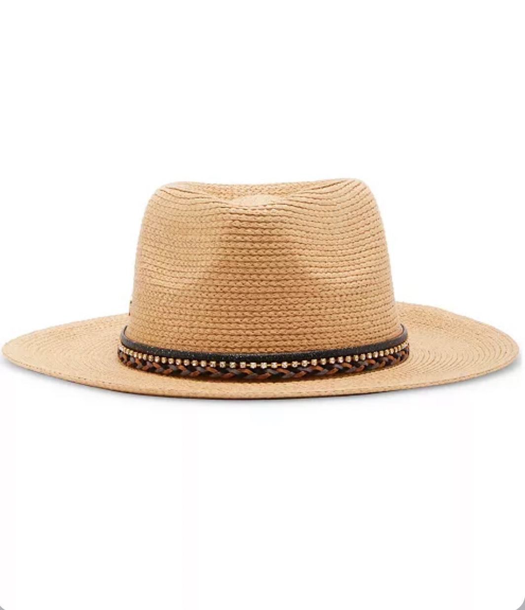 STEVE MADDEN Women's Rhinestone & Braided Straw Hat