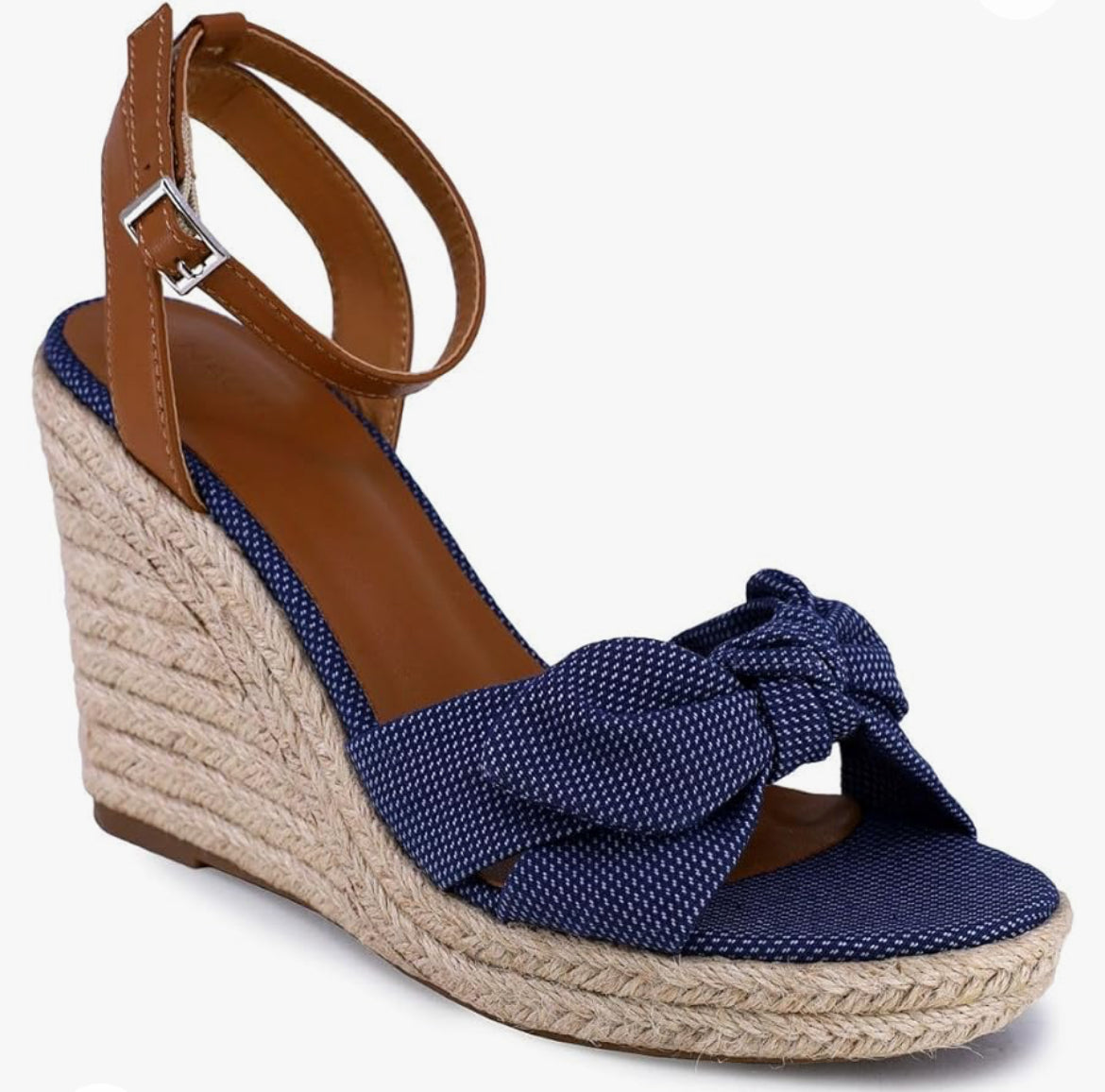 NAUTICA Women's Espadrille Wedge Sandals with Elegant Knotty Bow Detail