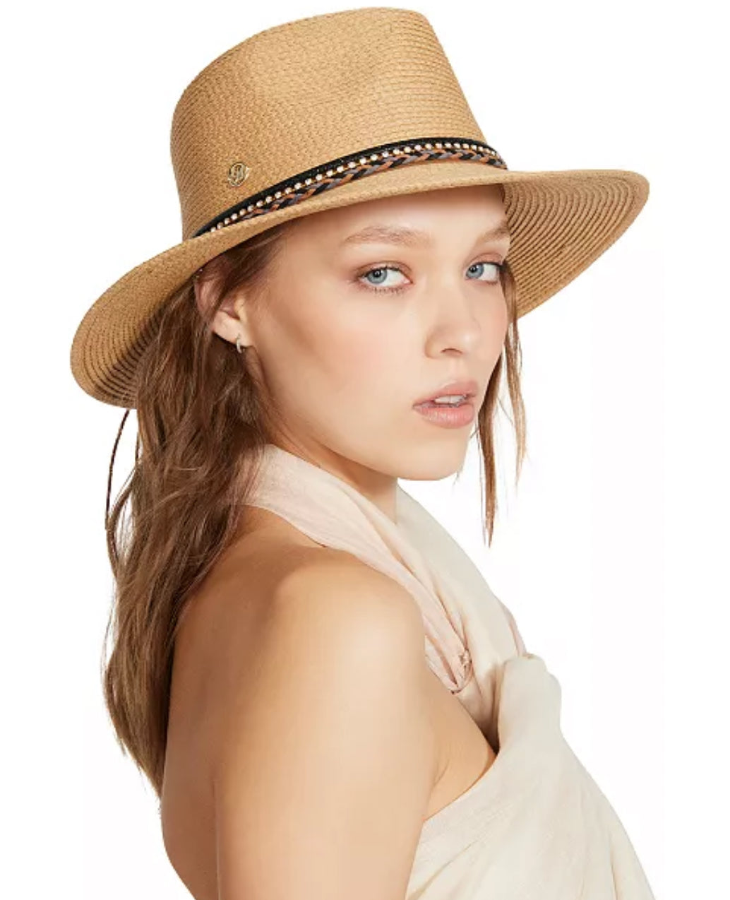 STEVE MADDEN Women's Rhinestone & Braided Straw Hat