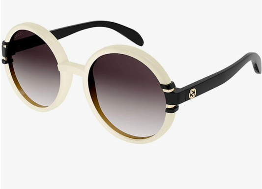 Gucci Round White-Black-Brown Sunglasses with Gradient lenses