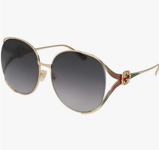 Gucci Round Sunglasses With Thin Elegant Frame Featuring Gucci's Signature Colors