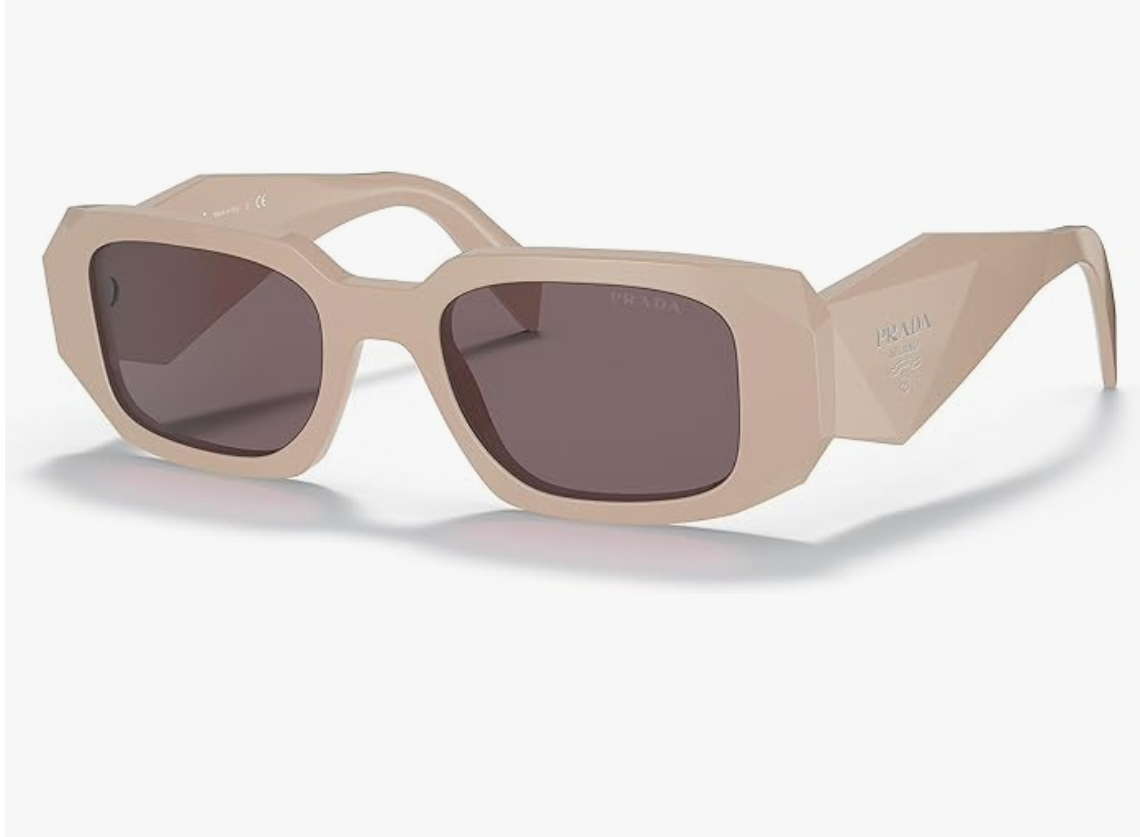 Prada Sunglasses With a Nude Color Frame and Rectangular Brown Lens