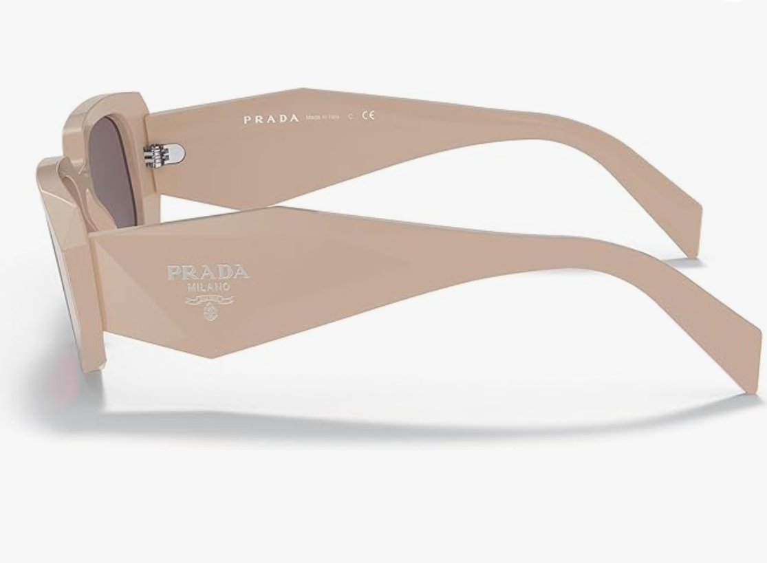 Prada Sunglasses With a Nude Color Frame and Rectangular Brown Lens