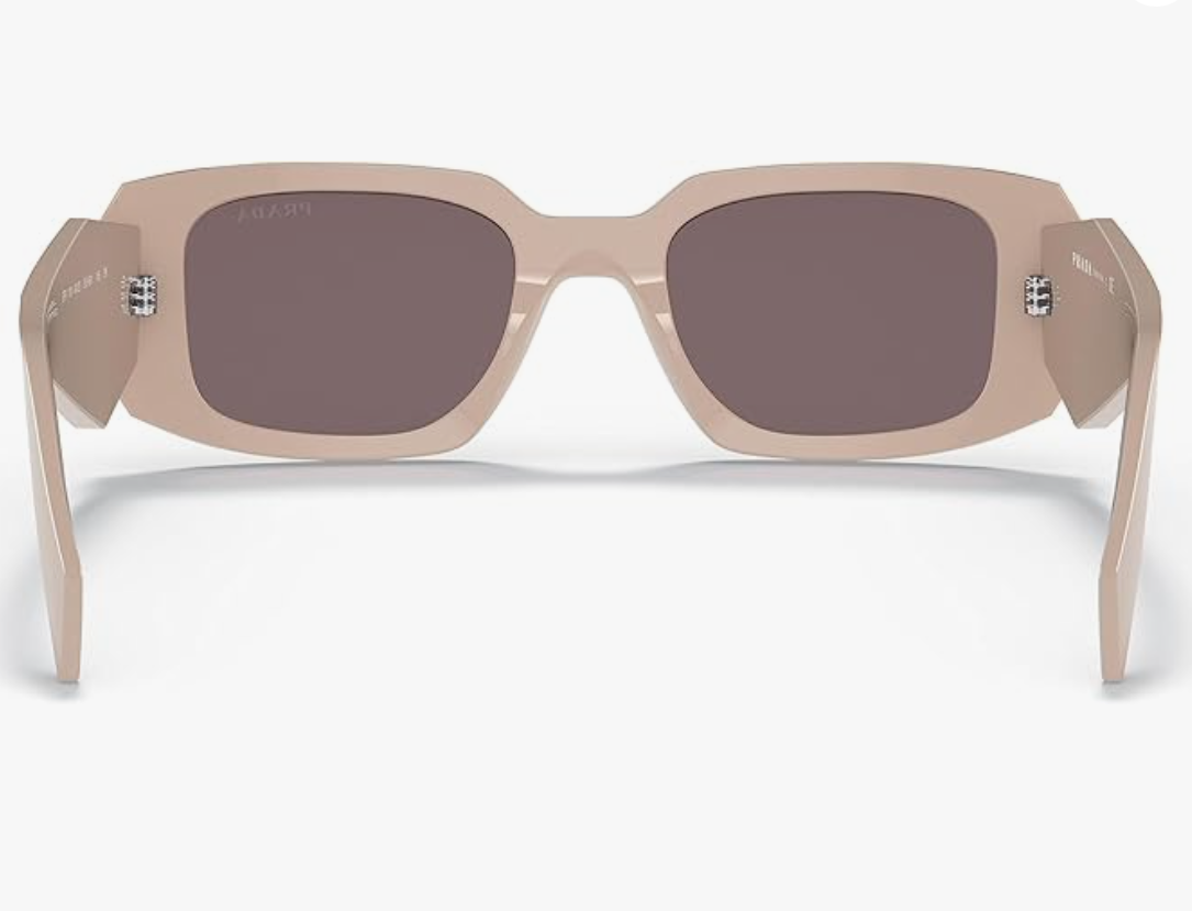 Prada Sunglasses With a Nude Color Frame and Rectangular Brown Lens