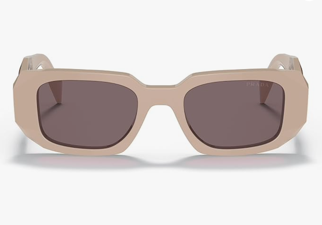 Prada Sunglasses With a Nude Color Frame and Rectangular Brown Lens